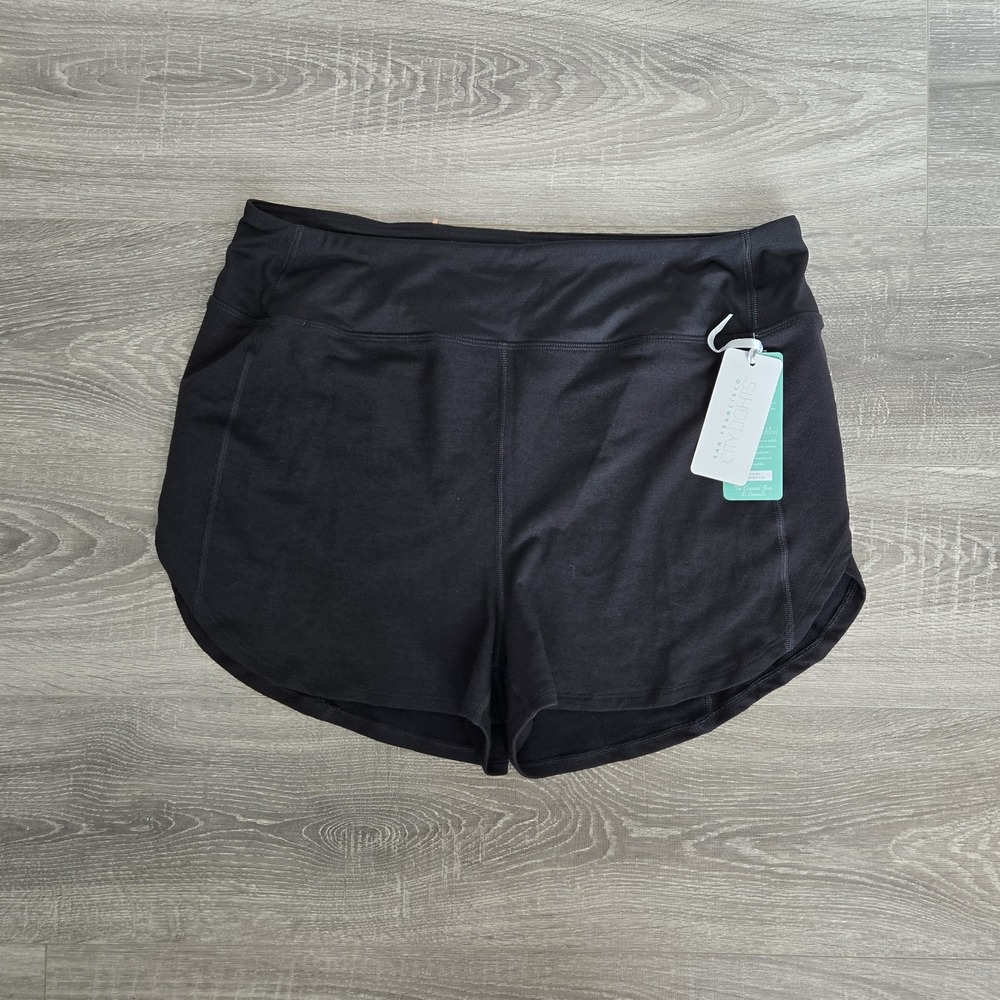 NWT City Lights San Francisco Golf/Pickleball 3"Shorts Sz XL Zip Pocket Black
